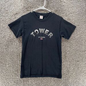 Tower Of London Shirt Mens Small Black Short Sleeve Crew Neck Cotton Casual Logo